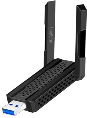 LogiLink WL0250 - Adattatore USB Wi-Fi 6E 5,8 GHz, fino a 1201 Mbit/s, 4 antenne dBi, funzione hotspot