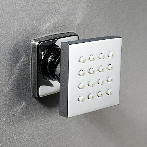 ENKI M02 Square Body Jet, Chrome, Massage Spray | Solid Brass, Anti-Limescale Nozzles, 1-Year Guarantee, Wall Mounted, Wet Room, Bathroom