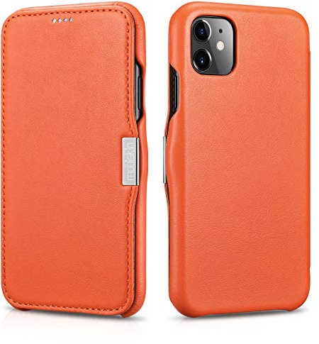 Mobiskin Hülle für iPhone 11 (6,1 Zoll), Case mit Leder, Orange