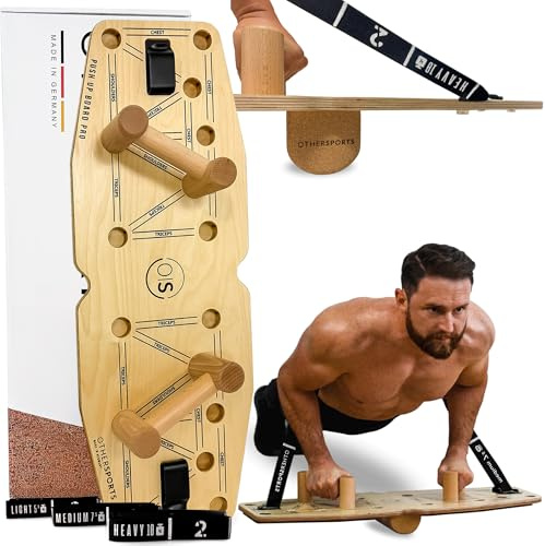 OTHERSPORTS Planche de pompes Brett Pro - Push up Board - Appareil d'entraînement de la poitrine pour le développement musculaire - Alternative efficace aux poignées de pompes (sans demi-rouleau)