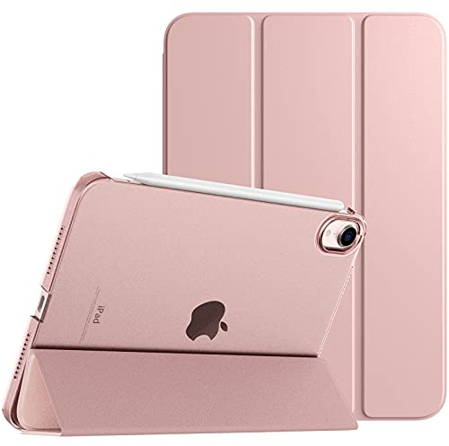 TiMOVO Fodral kompatibelt med ny iPad Mini 7 A17 Pro 8.3-tum 2024, iPad Mini 6:e generationen, magnetiskt PC-fodral med automatisk standby/skärmaktivering [Touch ID och iPencil Charge], roséguld