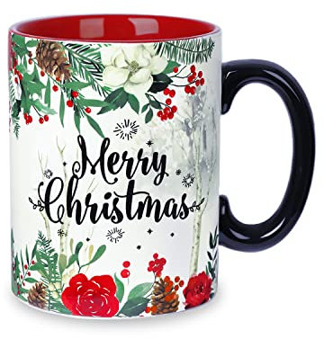 NymphFable Christmas Mug Coffee Cup Ceramic Coffee Mug Deer Mug with Handle Tea Cup Personalized Mug Gift 550ml