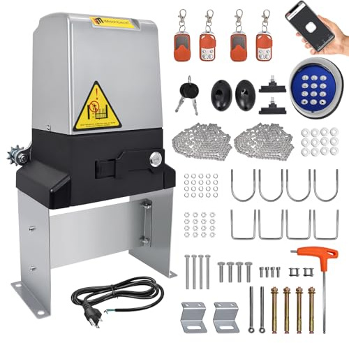 4400lbs 750W Automatic Sliding Gate Opener APP Control with 4 Remotes, Automatic Motor Remote Kit with Wireless Keyboard,Gate Operator Hardware Security System Kit for Sliding Gate Up to 40 Feet