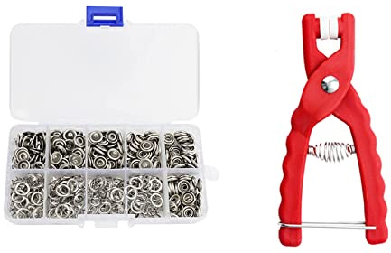 Corchetes de Presión, Herramientas de Cierre a Presión, 150 kits botones de presion metalicos con alicate, para Costura ropa de bebé, bolso de bricolaje, chaqueta, vaquero, manualidade