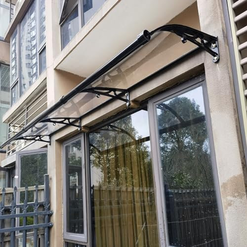 Marquise de Porte d’Entrée en Polycarbonate Transparent avec Support,Marquise Solaire Porte,Toit Marquise de Porte en Polycarbonate,pour Terrasse Porche Jardin. ( Color : Clear , Size : L:120*W:160cm