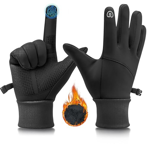 TirEurt Fahrradhandschuhe, Unisex, weich, warm, Touchscreen, Wandern, Laufhandschuhe, warmes Innenfutter, Winter-Thermo-Handschuhe, für Herren, Damen, Vollfinger-Handschuhe für Outdoor, Klettern,