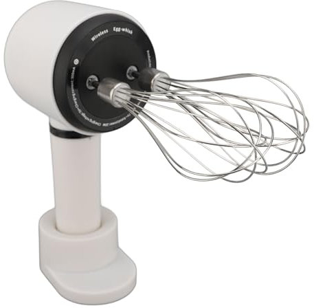 Batteur à Main Fouet électrique Double Tête en Acier Inoxydable Rechargeable par USB à Basse Vitesse Fouet à Main électrique Blanc Mélangeur à Main sans Fil Mélangeur pour la