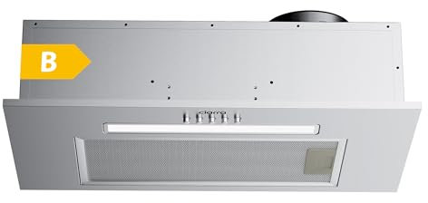 Ciarra CBCS5913D Ancho 52 cm Campana Extractora Encastrable Evacuación al exterior y Recirculación interna por Filtro de Carbono CBCF005 Capacidad 300 m³/h Acero Inoxidable 1X1W Tira Luminosa LED