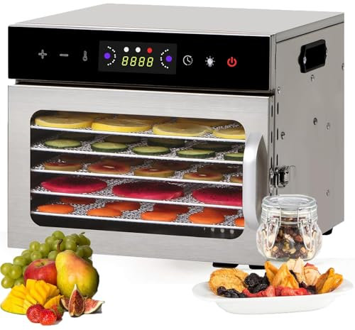 SéChoir Alimentaire DéShydrateur Multifonctionnel, Armoire De SéChage Commerciale à 6/8/12/18 Plateaux, SéChoir à Fruits Pour LéGumes, Champignons, Friandises Pour Chiens, Bacon,6-Tray