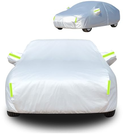 Gaoxianglin Autoabdeckung Outdoor für Toyota Fortuner, Vollgarage Autoplane Car Cover Auto Abdeckplane, Winddicht Wasserdicht Staubdicht Faltbar für Indoor Baumwolle seitlichem Reißverschluss(Silver)
