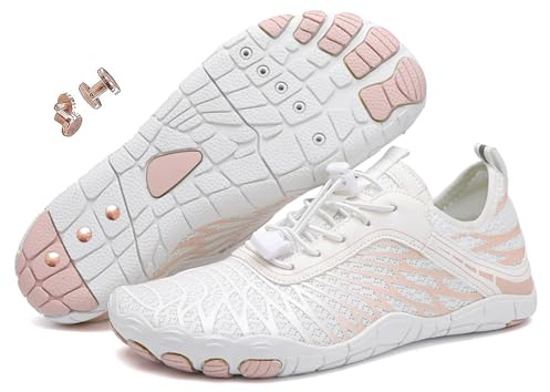 Zapatos de tierra con cobre, zapatos de tierra para mujeres y hombres, zapatos de pie descalzos para caminatas, impermeables al aire libre, no deslizantes, A White, 37 EU