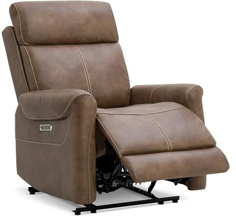 KISLOT Leather Recliner Chair for Adults Wall Hugger RV Recliner with USB Charging Ports Electric Power Reclining Sofa for Living Room Home Theater Seating Bedroom
