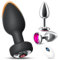 Plug Anal Juego de 3 Plug Anal Metálico | Butt Plug con Vibración para Mujer Hombre 10 Modos Juguetes Sexuales Hombres | Juego Plugs Anales Plata