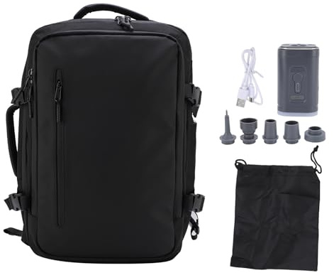Luftvakuumryggsäck för Resor med Luftpump, 30L Expanderbar Ryggsäck, Vattentät Handbagageväska Av Oxfordtyg för flygplans- och Laptopryggsäck för Camping (Svart)