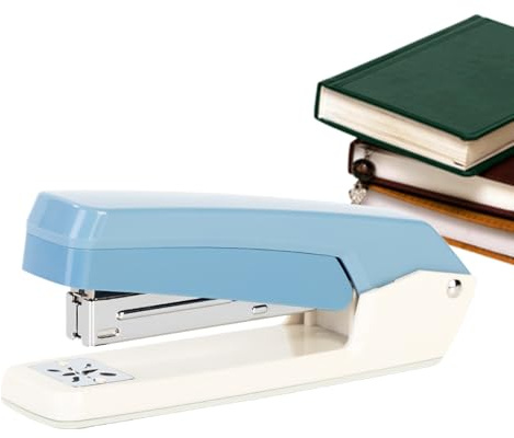 Moreeulsi Grapadora de folletos, engrapadora larga con brazo oscilante para folletos, accesorios de encuadernación antiatascos, papelería escolar para embalaje, encuadernación, construcción