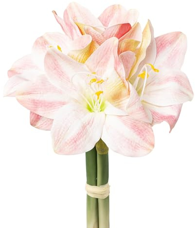 CREATIV green Amaryllis-Bund 32 cm in rosa– Weihnachtsdeko Amaryllis-Gesteck für Festliche Dekoration im Advent - künstlicher Weihnachtsstern - Amaryllisgesteck - weihnachtliche künstliche Blumendeko