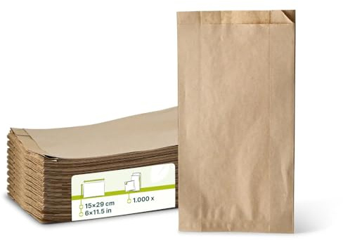 greenbox - Flachbeutel aus Papier 15 + 6 x 29 cm, braun, 1000 St.