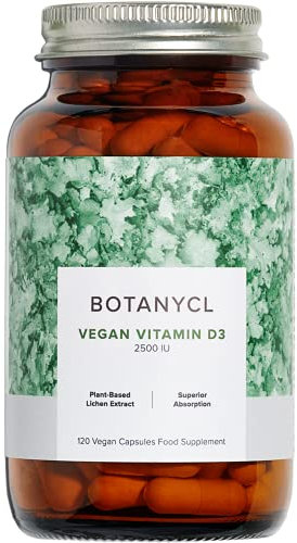 Botanycl Vegan Vitamin D3 - As Seen on Dragons’ Den - 2500 IU - 120 Capsules - 4 Month Supply - 100% Plant-Based from Lichen - Supports Hair, Mood, Immune Health & Bone Strength