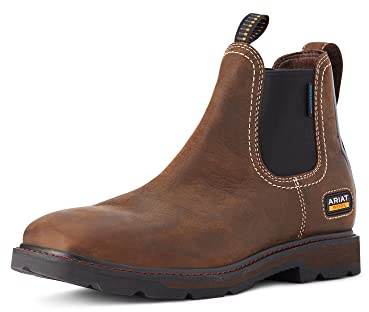 ARIAT Groundbreaker Chelsea bred fyrkantig tå vattentät arbetsstövel, Mörkbrunt, 8.5 Wide