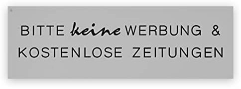 Gravur 24 Briefkastenschild Bitte keine Werbung & kostenlose Zeitungen zweizeilig graviert 7,5x2,5cm selbstklebend Grau