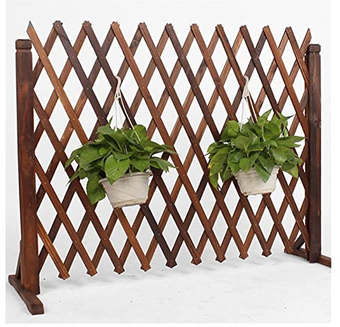 LVLDAWA Versenkbarer Garten-Gitterzaun, Bewegliche Trennwand Für Den Außenbereich Decor Panel, Freistehende Holztrennwand Für Hinterhof-Terrasse, 3 Höhen (Farbe : Braun, Größe : 120CM)