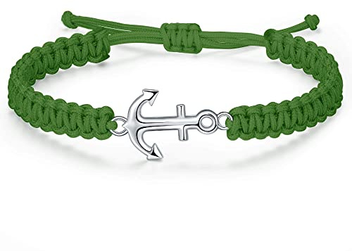JENDEAR SHINE Anchor Bracelet for Men, Adjustable Hand Braided Rope Bracelet, Nautical Surf Summer Jewelry Gifts for Men