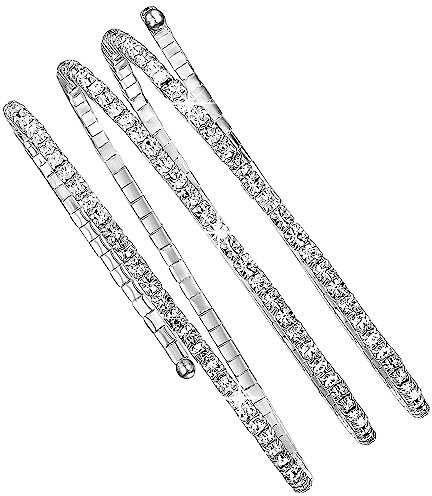 Jojomina Silver Rhinestone Upper Arm Cuff Jewelry for Women Arm Bracelet Upper Arm Jewelry 3 Layers Crystal Prom Bridal Bangle Bracelet for Party Wedding