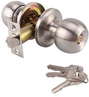 Privacy Knob Set Internal Door Lock Set Round Door Locks Set-Stainless Steel Knob-Copper Lock Core- Latch Size 60/70mm for Bedrooms, Bathrooms, Balcony, Kitchen