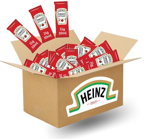 HEINZ - 100 sticks de sauce Ketchup - Doses individuelles de 10 ml | Sauce tomate en dose individuelle - Idéal burger, frites, hot dog - Pratique restauration, pique-nique, lunch box - à croquer