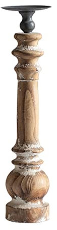 CCKUHN Kandelaber-Stumpenkerzenhalter, handgeschnitzter Kerzenständer aus Holz, Vintage-Kerzenständer im Bauernhausstil für die Inneneinrichtung, Dekoration, Kerzenhalter (Größe: klein)