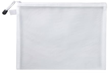 Zip Beutel Klein A4/A5/A6 Netz-Reißverschlusstasche, Dokumententasche, wasserdichter Reißverschluss, Aktenordner, Schule, Bürobedarf, Kosmetik-Make-up-Taschen(White,A4(33.5X24cm))