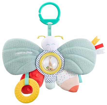 Sophie la Girafe - Papillon d'Éveil Multisensoriel - Jouet de Poussette avec Anneau de Dentition pour Bébé