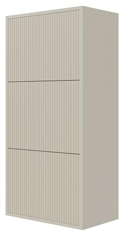 Selsey Skoskåp, skohylla, 50 cm, 3 klaffar, skoskåp, 12 par skoförvaring, hängande gråbeige sammet