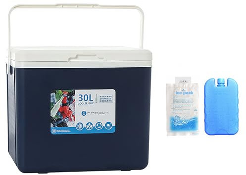 ZNBO Ice Cooler Box, Seau à Glace portatif Froid, Compact Car Cooler Camping Pique-Nique Petit réfrigérateur | Boîte de Poitrine pour la Conservation des Aliments,Bleu,30L