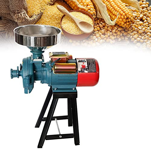 HQYMXYGEUR Electric Grinder Machine,Rice Wheat Mill with Funnel,Corn Grain Poultry Feed Dry,Stainless Steel Corn Grinding Grinder,Beans Spice Mill Machine(Green 110V)