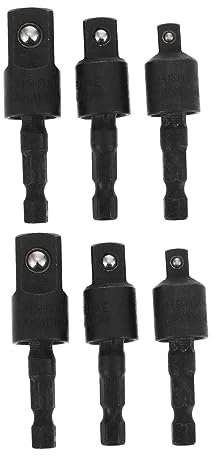 Lurrose 2 Sets Drill Sockets Adapter 360° Rotatable Impact Driver Hex Shank Socket Compatible Power Drill Black