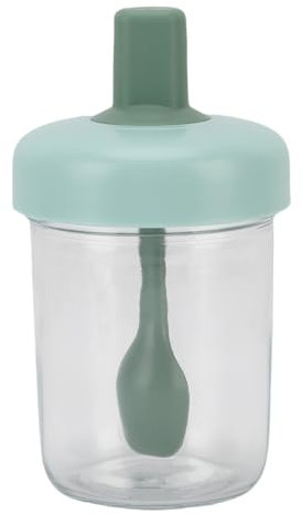 Tasses Scellant la Manche en Silicone Tasse de Petit-déjeuner Portable avec Cuillère de Céréales en Verre avec Couvercle une Nuit Pot d'avoine pour le Yogourt à Soupe Salade de Lait de Céréale