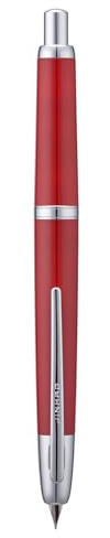 Pluma estilográfica Jinhao 20 Series Press, punta extrafina retráctil de color rojo palacio con juego de convertidor de tinta (clip plateado)