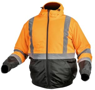 Högert Technik - Arbeitsjacke Herren OKER, Reflektierende Jacke Wattierte, Warn Pilotenjacke Herren, Winddichte Warnjacke mit Polyester-Isolierung, 3 in 1 Jacke, Orange - Größe S