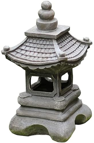LSHAOBO Pagoda Stupa Lantern Outdoor Garden Stone Statue, Japanese Style Lantern Pagoda Solar Powered LED Outdoor Garden Decor,13.4inch(Size:13.4inch)