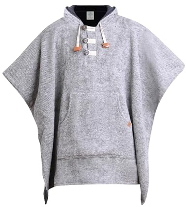 virblatt - Poncho Uomo in Lana e Caldo Pile | Invernale Elegante Tabarro Andino - Arriba Wool Grigio L-XL