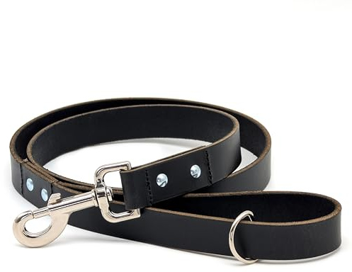 Ashford Ridge Hundeleine aus Vollnarbenleder, schwarz, klein (1 m)