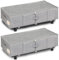 Huquter Contenitore Sottoletto con Ruote, 50L Grandi Contenitori Sottoletto, 2 Pezzi Scatole per Vestiti con Coperchio e Cerniere, Cassettiera con Ruote per Vestiti Scarpe Libri Giocattoli Coperte