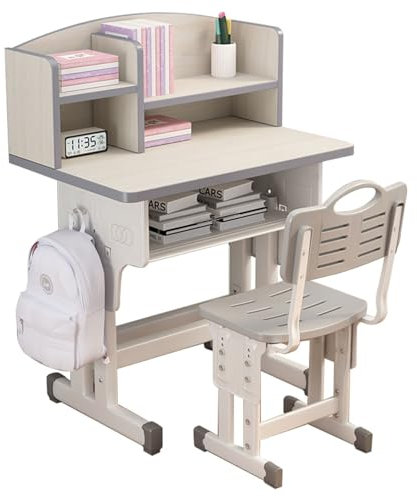 Höhenverstellbarer Studientisch Kinderschreibtisch Und Stuhl-Set Studentenschreibtisch Mit Schublade Computertisch Für Arbeitszimmer (Color : Grey, S : 45 * 70cm)