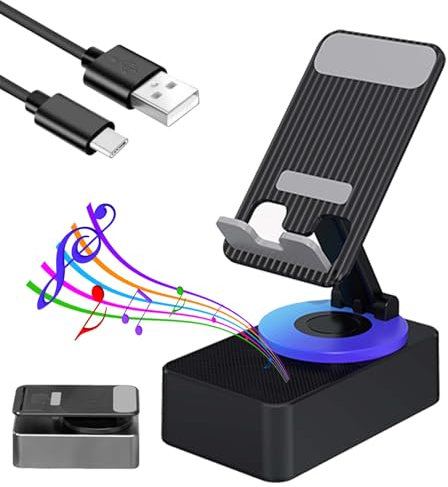 zoocco Bluetooth Audio Power Phone Holder, Audio Power Bank, Bluetooth Call Speaker, Multifunctional, Foldable, Rotating Desktop, Easy Installation (Black)