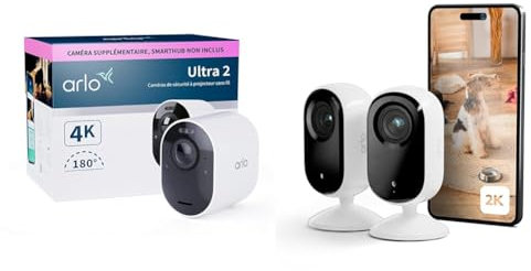 Arlo Ultra 2 4K Plus Caméras intérieure (2), Caméra Video Surveillance WiFi Exterieure sans Fil, Vision Nocturne Couleur, Compatible Alexa, Essai Secure Inclus, 1 Caméra Blanche