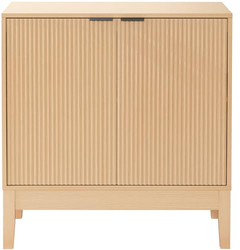 Best Choice Products 2-Door Modern Storage Cabinet, Buffet, Sideboard, Media Cabinet, Cupboard, Entryway Accent Table, Bookcase w/Reeded Panels and Adjustable Shelves – Natural