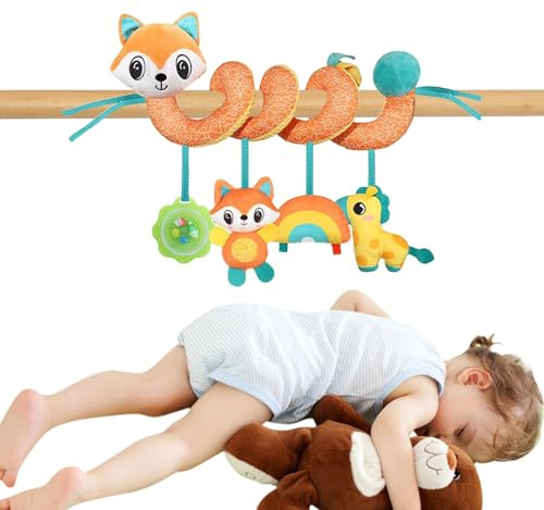 YTGOCN Baby Spielzeug Für Autositz, Baby Autositz Rasseln, Mit Integrierter Glocke Buntes Sensorik Plüsch Spielzeug Für Kinderwagen Bett Kinderzimmer Mädchen Unterwegs