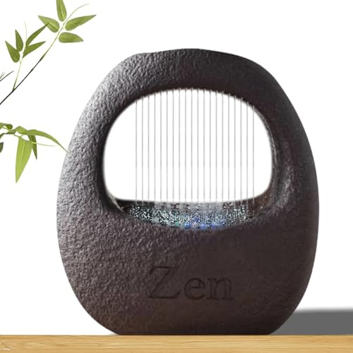 Tabletop Fountain,Small Soothing Sound Machine with Relaxing Lights, Indoor Waterfall, Feng Shui Decor for Good Luck,7.8 Height, Corded Electric,Comes with Orchid Coaster,for Office,Bedroom,Kitchen