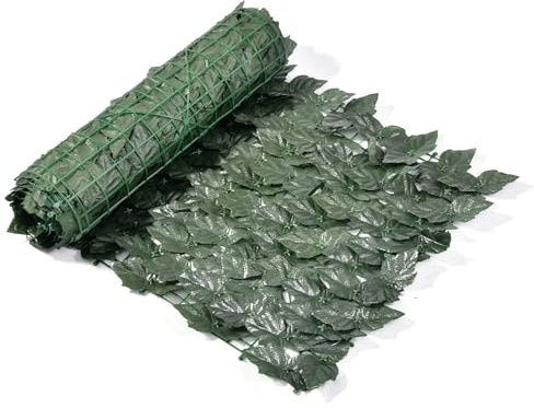 Teksome Fondo de hierba verde - Rollos de pantalla de hoja de uva artificial Paneles de cobertura de privacidad | Paneles de vegetación, telón de fondo de pared, decoración de vid para balcón, terraza